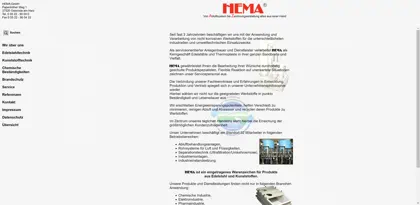 Screenshot of HEMA Stahl- und Kunststoffbau GmbH