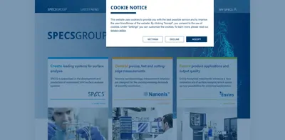 Screenshot of SPECS Surface Nano Analysis GmbH