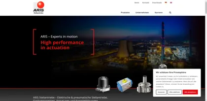 Screenshot of ARIS Antriebe und Steuerungen GmbH