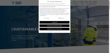 Screenshot of Vulcan Energie Ressourcen GmbH